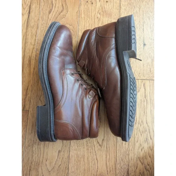Vtg Bass Brown Leather Ankle Boots Made in Italy Mens 10.5 Derby Shoes Oxfords